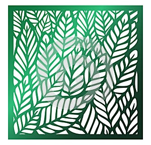 Vector Laser square cut panel. Abstract Pattern with leaves template for decorative panel. Template for interior design, layouts