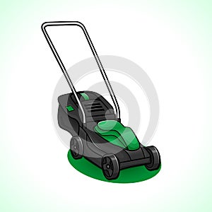 Vector lawn mower drawing isolated