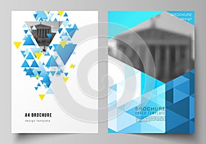The vector layout of A4 format modern cover mockups design templates for brochure, magazine, flyer, booklet, annual