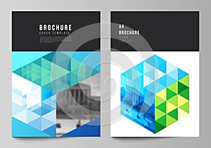 The vector layout of A4 format modern cover mockups design templates for brochure, magazine, flyer, booklet, annual