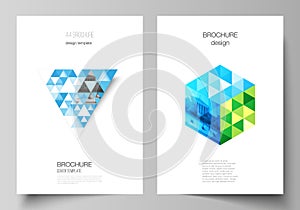 The vector layout of A4 format modern cover mockups design templates for brochure, magazine, flyer, booklet, annual