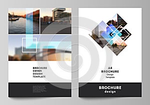 The vector layout of A4 format modern cover mockups design templates for brochure, magazine, flyer, booklet, annual