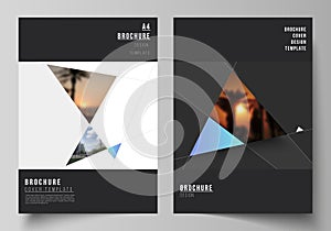The vector layout of A4 format modern cover mockups design templates for brochure, magazine, flyer, booklet, report
