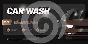 Vector layout design template for car wash service.