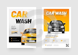 Vector layout design template for car wash service.