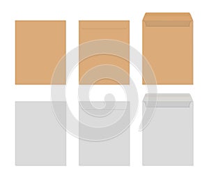 The vector layout of the envelope made of brown and white paper