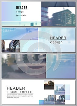 Vector layout of headers, banner templates for website footer design, horizontal flyer design, website header