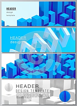 Vector layout of headers, banner templates for website footer design, horizontal flyer design, website header