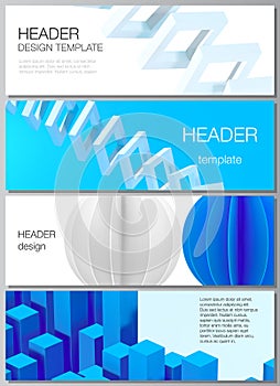 Vector layout of headers, banner templates for website footer design, horizontal flyer design, website header