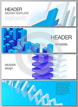 Vector layout of headers, banner templates for website footer design, horizontal flyer design, website header