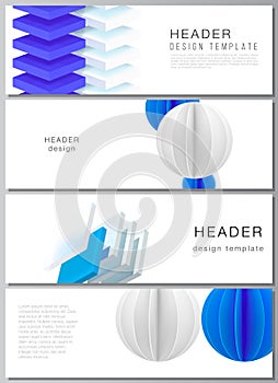 Vector layout of headers, banner templates for website footer design, horizontal flyer design, website header