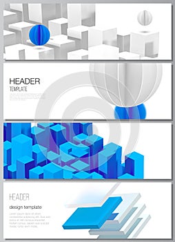 Vector layout of headers, banner templates for website footer design, horizontal flyer design, website header