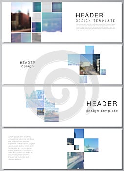 Vector layout of headers, banner templates for website footer design, horizontal flyer design, website header