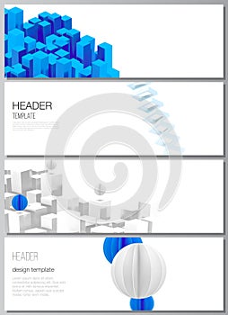 Vector layout of headers, banner templates for website footer design, horizontal flyer design, website header