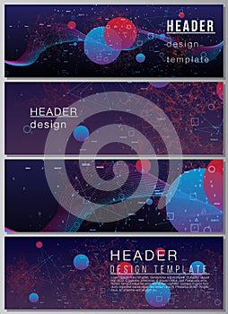 Vector layout of headers, banner templates for website footer design, horizontal flyer design, website header