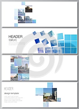 Vector layout of headers, banner templates for website footer design, horizontal flyer design, website header