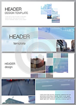 Vector layout of headers, banner templates for website footer design, horizontal flyer design, website header