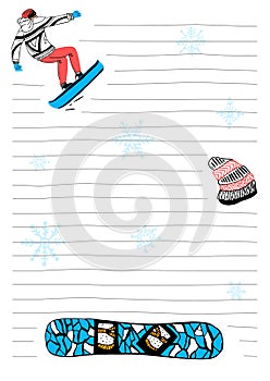 Vector layout an a6 notebook page in uneven line