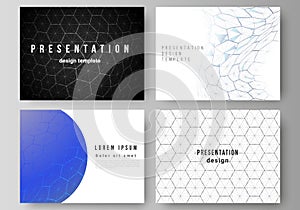 Vector layout of the presentation slides design business templates. Digital technology and big data concept with hexagons,