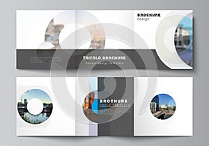 Vector layout of square covers templates for trifold brochure, flyer, magazine, cover design, book design, brochure