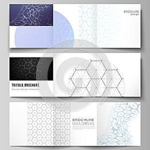 Vector layout of square format covers design templates for trifold brochure. Digital technology and big data concept