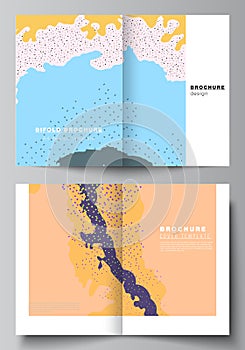 Vector layout of two A4 cover mockups design templates for bifold brochure, flyer, cover design, book design, brochure