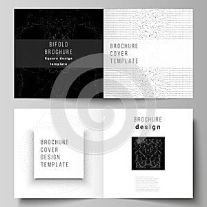 The vector layout of two covers templates for square design bifold brochure, magazine, flyer, booklet. Trendy modern