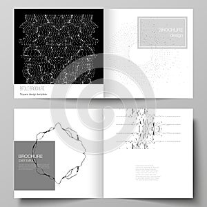 The vector layout of two covers templates for square design bifold brochure, magazine, flyer, booklet. Trendy modern