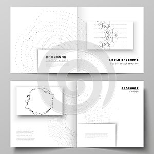 The vector layout of two covers templates for square design bifold brochure, magazine, flyer, booklet. Trendy modern