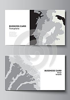 Vector layout of two creative business cards design templates, horizontal template vector design. Landscape background