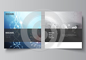 Vector layout of two square cover templates for brochure, magazine, cover design, book design, brochure cover. 3d