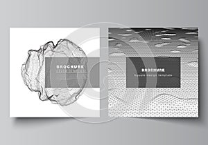 Vector layout of two square covers templates for brochure, flyer, magazine, cover design, book design, brochure cover. Abstract 3d