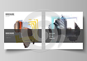 Vector layout of two square format covers templates for brochure, flyer, cover design, book design, brochure cover
