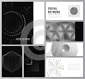 Vector layouts of social network mockups for cover design, website design, website backgrounds or advertising.Black