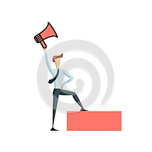 Vector Leader with a Loudspeaker in His Hand, Motivational Speaker, Design Element Isolated. photo