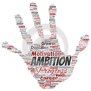 Vector leadership ambition or motivation word cloud