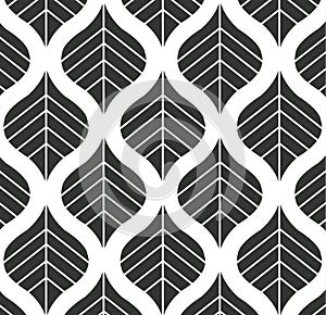 Vector Leaf Pattern Black and White Background Illustration
