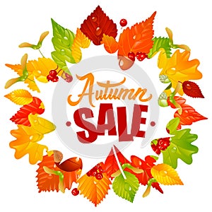 Vector Leaves Frame with Autumn Sale Text