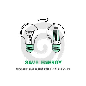 Vector LED energy saving lamp photo