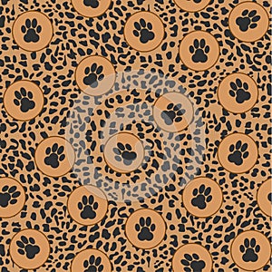 Vector leopard background with paws