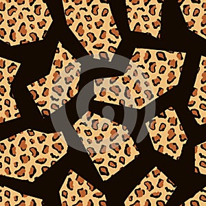 Vector leopard seamless geometric pattern design. fashion animal print