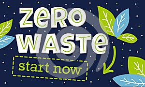 Vector lettering with dots and words Zero Waste