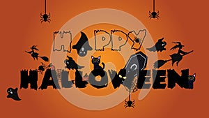 Vector lettering for Halloween and pumpkin, witch, spider, spider-web, bats, ghosts etc. for decoration and