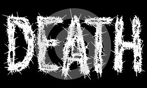 Vector lettering of word DEATH.Metal music style.Grunge font.