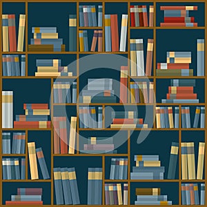 Vector of library book background. Seamless pattern.