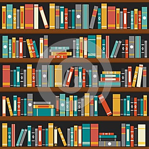 Vector of library book shelf background