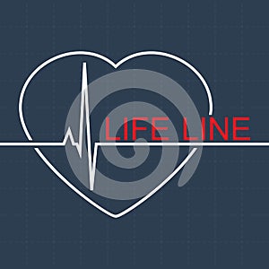 Vector life line and pulse in heart