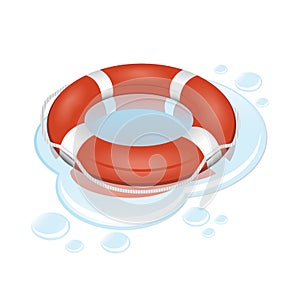 Vector lifebuoy with water