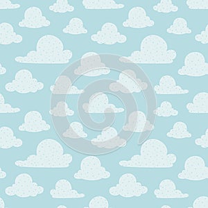 Vector Light Blue Clouds Seamless Pattern Background