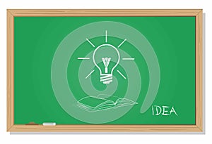 Vector light bulb on blackboard, an idea concept